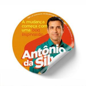 ADESIVO LEITOSO 20x20cm REDONDO ELEIÇÕES Adesivo Leitoso Brilho Promocional 20x20cm Colorida   