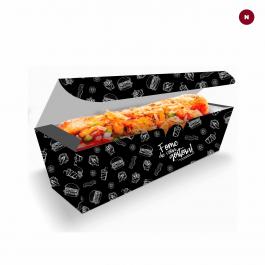 Caixa Hot Dog  (Impresso sem personalização) Triplex 250g 30 x 8,5 x 7cm 1x0 Sem Revestimento Laminação interna Sem Extras