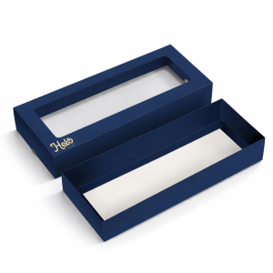 CAIXA PARA DOCES COM VISOR DE ACETATO Triplex 250g 27X11X5 4X0  Faca de corte 