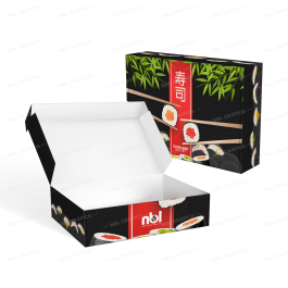Caixa Sushi Delivery Personalizada Duplex 250g 21,5x16x4,5cm 4x0 Colorida  Montagem Rápida 