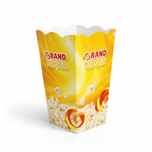 CAIXA PARA PIPOCA PERSONALIZADA (GRANDE) TRIPLEX 2502G 25,5x10x10 4x0 Fundo automático Faca de corte/vinco 