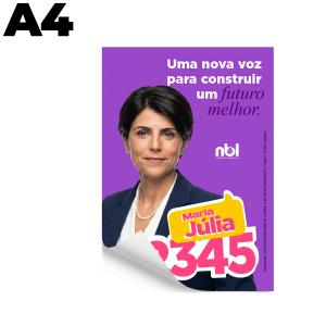 Cartaz 21x29,7 Eleições Couchê 90g 21x29,7cm 4x0 (Colorido 1 lado).  Corte reto 