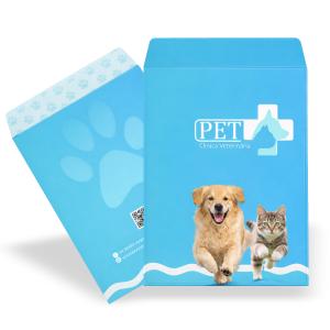 Envelope personalizado para petshop e clínica veterinária offset 115g  4x0   