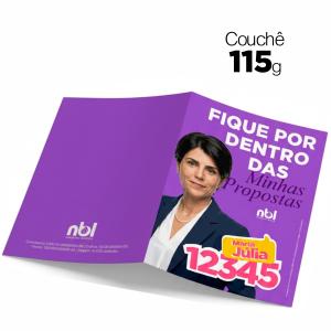 FOLDERS A3 - COUCHÊ 115G ELEIÇÕES Couchê Brilho 115g 29,7x42cm 4x4 (Colorido 2 lados).  Opções de Dobra 