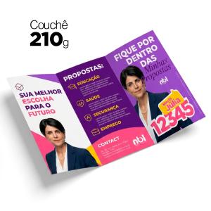 FOLDERS A4 - COUCHÊ 210G ELEIÇÕES Couchê Brilho 210g 21x29,7cm 4x4 (Colorido 2 lados).  Opções de Dobra 