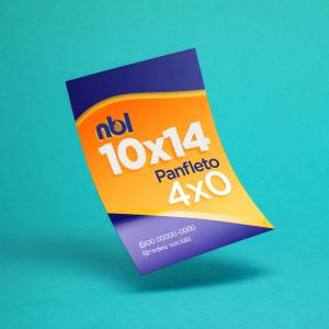 Panfletos promocionais Couche Brilho 90g 10x14cm 4x0 (Colorido 1 lado).  Corte reto 