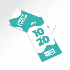 Panfletos promocionais Couche Brilho 90g 10x20cm 4x4 (Colorido 2 lados).  Corte reto 
