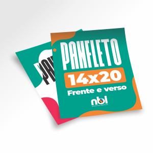 Panfletos promocionais Couche Brilho 90g 14x20cm 4x4 (Colorido 2 lados).  Corte reto 
