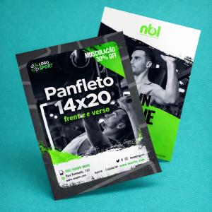 Panfletos promocionais Couche Brilho 90g 14x20cm 4x4 (Colorido 2 lados).  Corte reto 