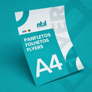 Panfletos Promocionais Couche Brilho 90g 21x29,7cm 4x0 (Colorido 1 lado).  Corte reto 