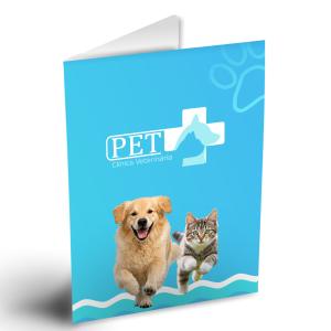 Pasta personalizada para clínica veterinária e petshop Triplex 250g  4x0 Laminação fosca/brilho Faca de corte 