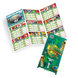 Tabela da Copa do Mundo 2026 | Tamanho A4 | 2 dobra Couchê 115g 21x29,7cm 4X4  Vinco + dobra 