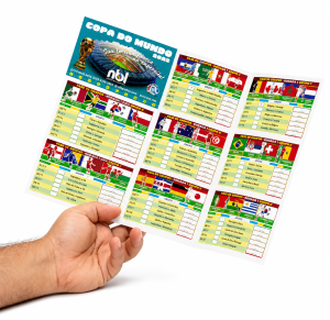 Tabela da Copa do Mundo 2026 | Tamanho A4 | 2 dobras Couchê 115g 21x29,7cm 4X4  Vinco + dobra 